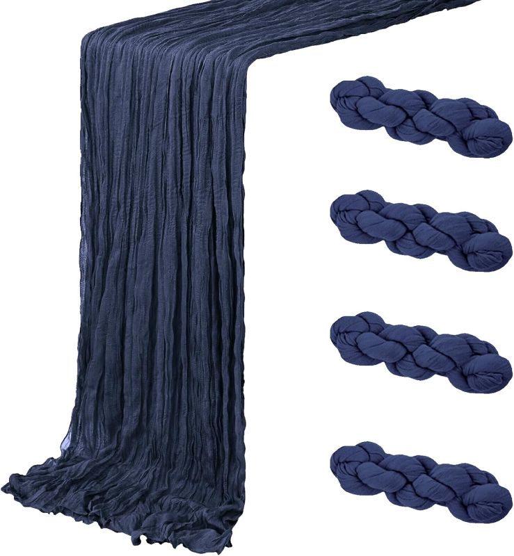 Photo 1 of 
4 Pack Navy Blue Cheesecloth Table Runner 20 x 120 inch Gauze Table Runners 10 FT