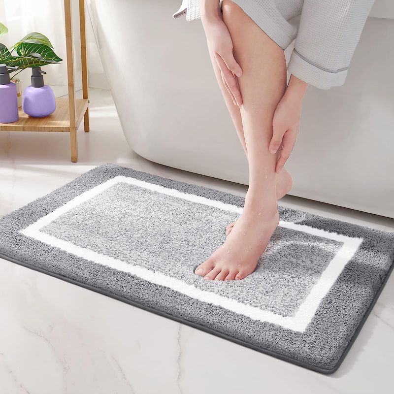 Photo 1 of 
Color&Geometry Bath Mats for Bathroom Non Slip, 16"x24" Small Gray Bathroom Rugs, Absorbent, Soft, Washable, Microfiber Bath Mat Bathroom