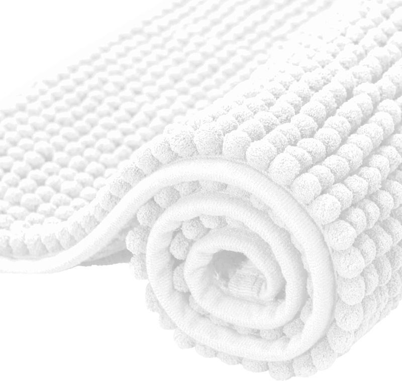 Photo 1 of 
SUBRTEX Bathroom Rugs Chenille Bath Rug Soft Short Plush Bath Mat Soft Shower Mat Water Absorbent Shower Mat Quick Dry Machine Washable(White,20" x 32")
