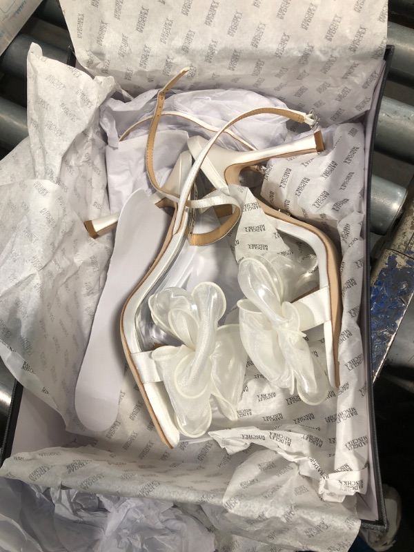 Photo 2 of Badgley Mischka Women's Nessie Heeled Sandal, White Satin, 7.5