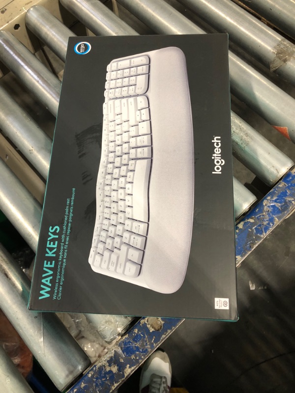 Photo 1 of Logitech Wave Keys Wireless Ergonomic Keyboard with Cushioned Palm Rest, Comfortable Natural Typing, Easy-Switch, Bluetooth, Logi Bolt Receiver, for Multi-OS, Windows/Mac - Off White