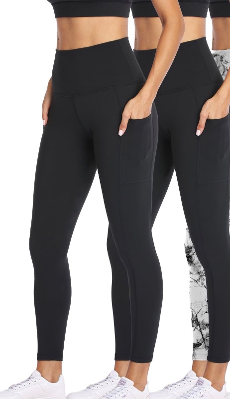 Photo 1 of NexiEpoch 2 Pack Leggings for Women with Pockets- High Waisted Tummy Control for Workout Running Capri Yoga Pants