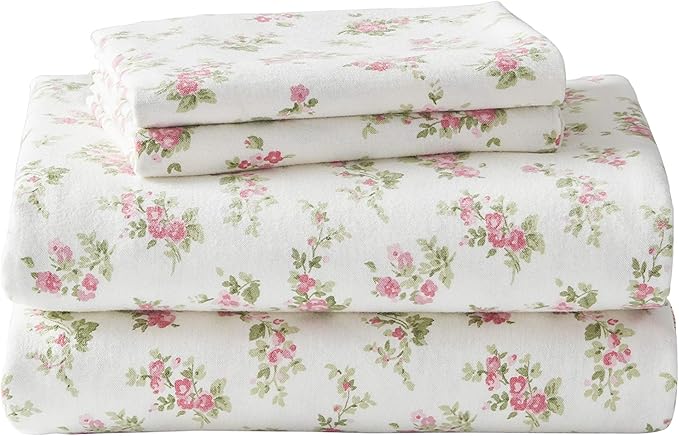 Photo 1 of Laura Ashley Home - Queen Sheets, Cotton Flannel Bedding Set, Brushed for Extra Softness & Comfort (Audrey, Queen)