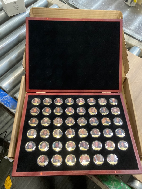 Photo 4 of All 46 US President Commemorative 46-Coin Full Set Colorized Gold Plated Coin with Box,A Great Gift for Coin Collecting Starter Holders,Husband, Father, Friends,Fans,Father's Day