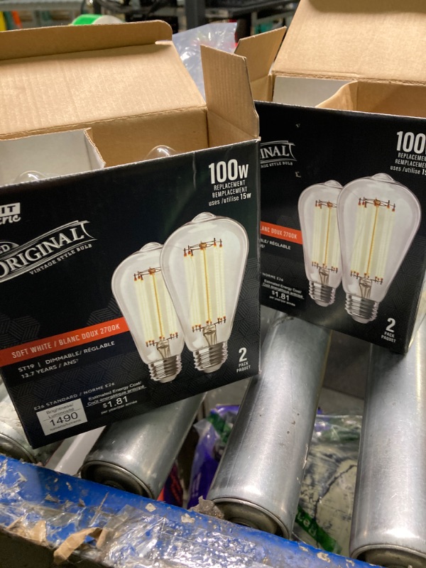 Photo 3 of ***2 pk OF 2 EACH *** Feit Electric ST19 E26 (Medium) Filament LED Bulb Soft White 100 Watt Equivalence 2 pk OF 2 EACH - 