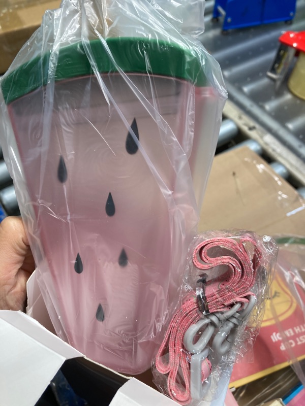 Photo 6 of ***7 pieces*** Patelai 7 Pcs Cute Water Bottles with Straw Kawaii Watermelon Ice Cream Cups Leak Proof Drinking Bottles with Adjustable Shoulder Strap for Sports Travel Camping(Stylish Style)