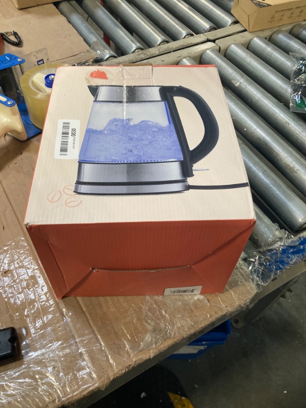 Photo 1 of Speed-Boil Electric Kettle For Coffee & Tea - 1.7L Water Boiler 1500W, Borosilicate Glass, Easy Clean Wide Opening, Auto Shut-Off, Cool Touch Handle, LED Light. 360° Rotation, Boil Dry Protection