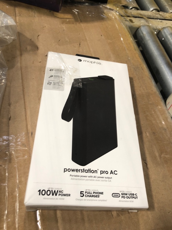 Photo 3 of mophie powerstation pro AC (2023)-27,000 mAh External Battery compatbile With MacBook&iPad Portable PD battery with 100W of AC&60W USB-C Fast Charge integrated carry strap-USB-C cable included, Black