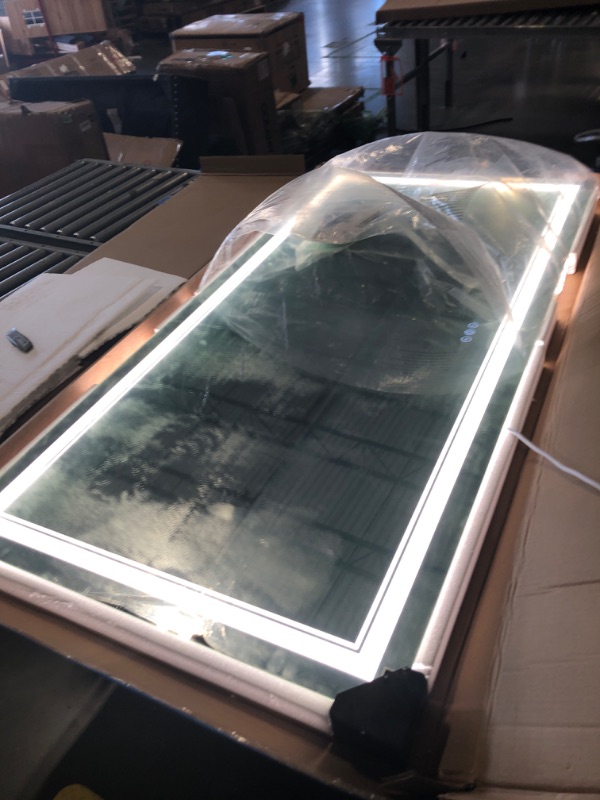 Photo 2 of ***item is dirty*** Keonjinn LED Bathroom Mirror 60" x 36" with Frontlit and Backlit, Large Stepless 3 Colors Temperature & Dimmable Vanity Mirror, UL Listed LED Driver, Double Lights, Anti-Fog Wall Mirror(Horizontal)