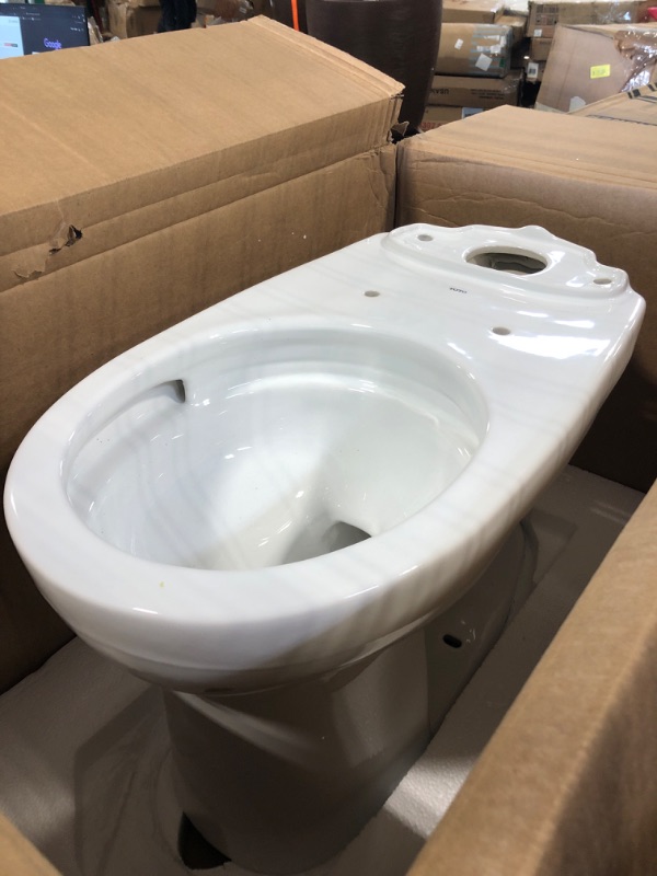 Photo 3 of ***Partial set, missing back tank. Only toilet bowl*** TOTO Drake Two-Piece Round 1.28 GPF Universal Height TORNADO FLUSH Toilet with CEFIONTECT, Cotton White - CST775CEFG#01