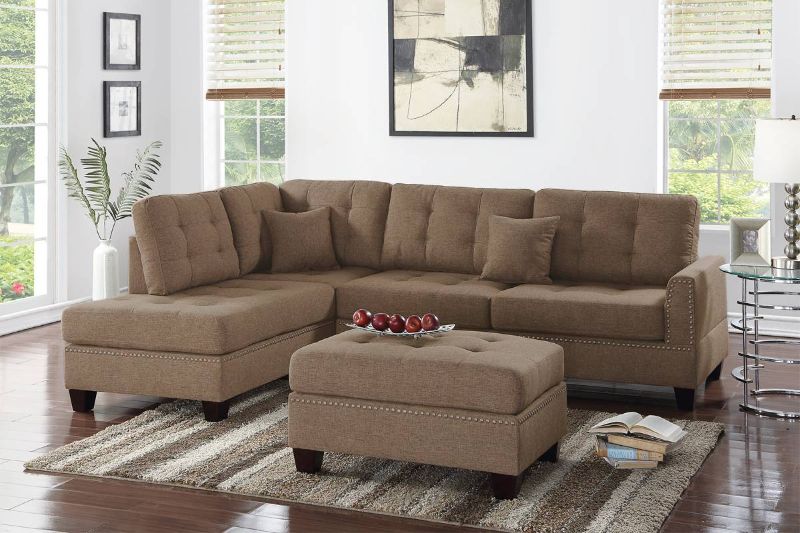 Photo 1 of ***VERY LARGE AND HEAVY ITEM*** ***Pick up with truck*** 3pc Reversible Sectional Sofa Set W/ Ottoman (Brown)