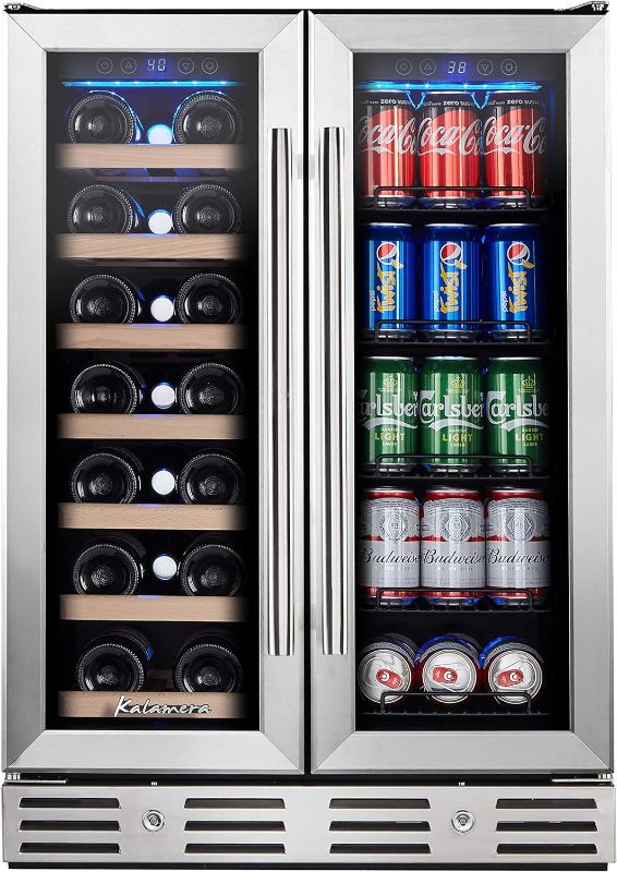 Photo 1 of ***Damaged packaging*** 24 Inch Wine and Beverage Fridge, Wine Refrigerator Dual Zone Hold 20 Bottles and 78 Cans,Built-In or Freestanding Digital Touch Control