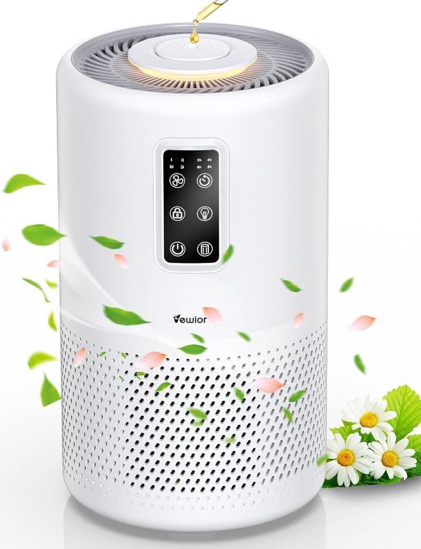 Photo 1 of ***CORD IS MISSING*** ***MISSING PARTS*** Air Purifiers for Home Large Room up to 1076ft², VEWIOR H13 True HEPA Air Purifier for Bedroom with night light, Fragrance Sponge, Sleep Mode, Timer, Lock, Air Cleaner for Wildfire Smoke Odor Dander