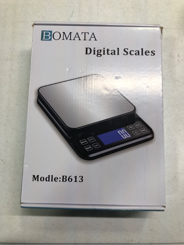 Photo 2 of ***DAMADGE ON SCREEN*** BOMATA Large Kitchen Scale with 0.1g/0.001oz High Precision, 5kg/11lb Bakery Scale with% Percentage Function, USB Rechargeable, Full-View Angle LCD with Backlight, Stainless Steel Pan