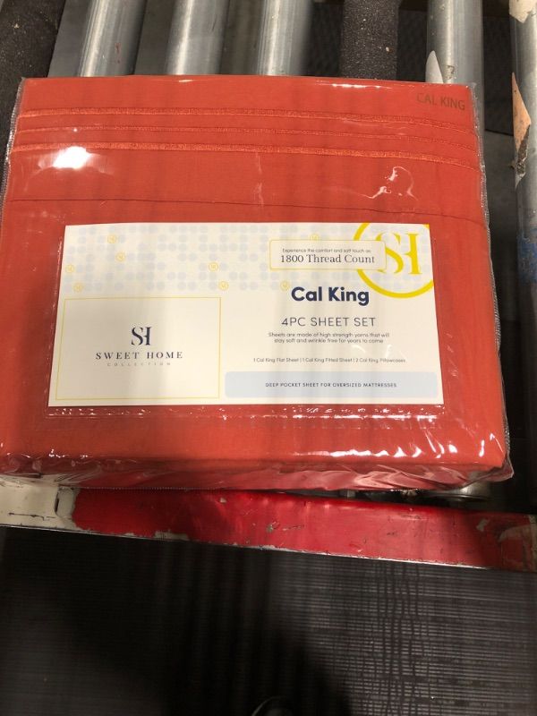 Photo 2 of ****12 SET****California King Sheet Sets - Breathable Luxury Sheets with Full Elastic & Secure Corner Straps Built In - 1800 Supreme Collection Cal King Deep Pocket Bedding Set, Sheet Set, California King, Rust