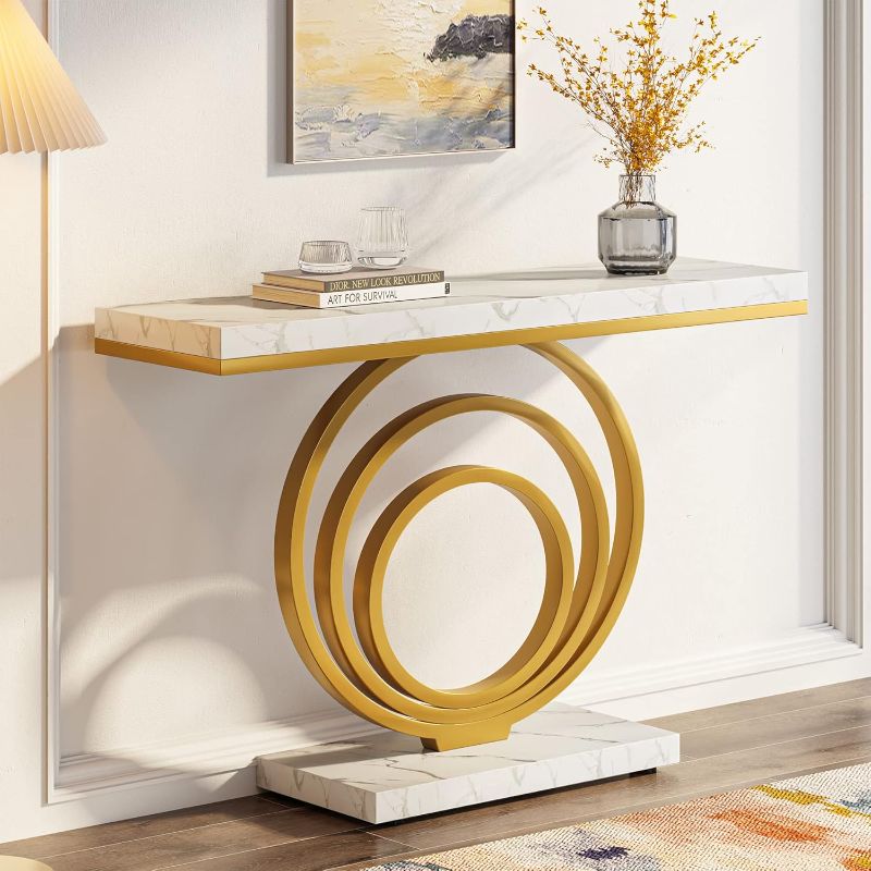 Photo 1 of 
Tribesigns 41-Inch Gold Entryway Table, Modern Console Table Narrow Long, Contemporary Accent Table for Living Room, Hallway, Entrance, Faux Marble Veener Top