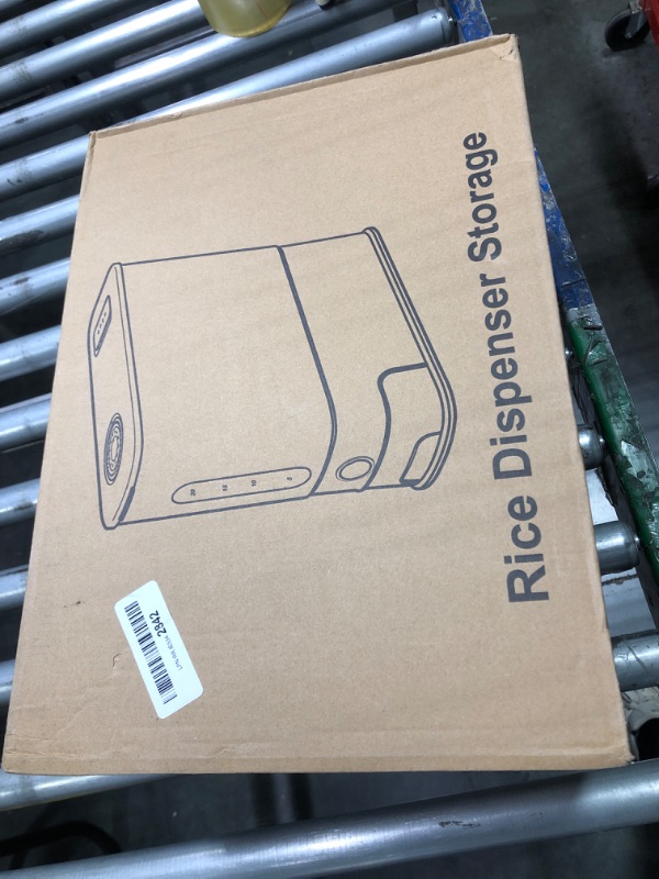 Photo 1 of Lenwi 26.5 Lbs Rice Dispenser, Large Rice Container with Scale Measuring Cup, BPA-Free Household Rice Storage Container with Time Scale, for Home Kitchen Pantry Organization