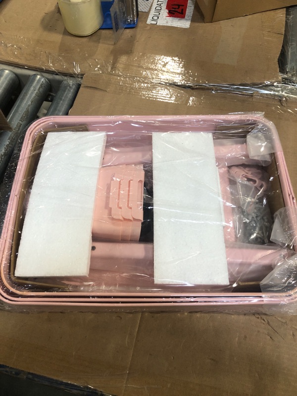 Photo 1 of danpinera 3-Tier Rolling Cart, Metal Rolling Storage Cart with Lockable Wheels & Hanging Cups & Hooks, Mobile Trolley Cart for Kitchen, Bathroom, Office, Workshop, Pink