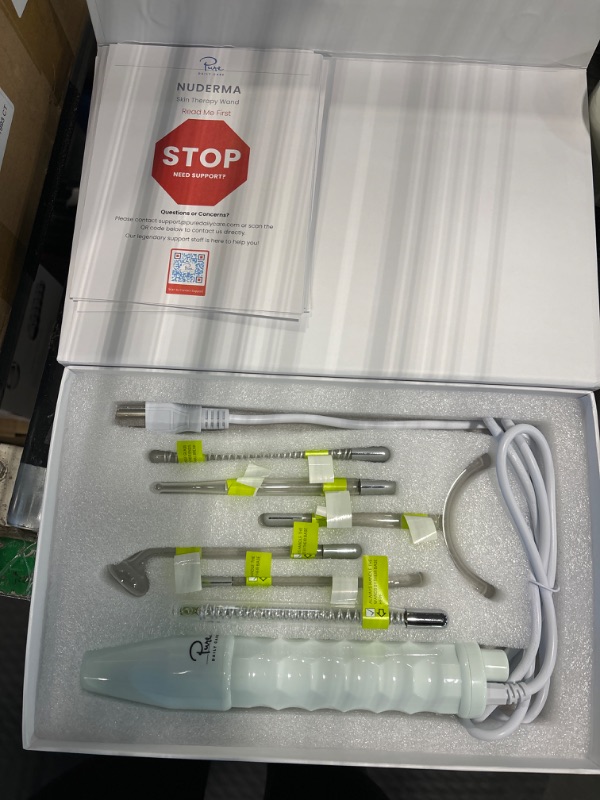Photo 2 of NuDerma Clinical Skin Therapy Wand - Portable Handheld High Frequency Skin Therapy Machine w 6 FUSION Neon + Argon Wands - Natural Acne Treatment