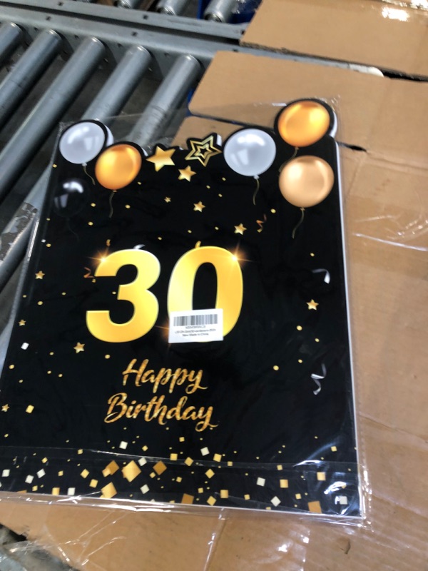 Photo 2 of 30th Birthday Large Greeting Card, Happy Birthday Giant Guest Book, Birthday Card Big Happy Birthday Card Oversize Plastic Card for Women Men Friends Cowork Family Couple Gold Theme Party