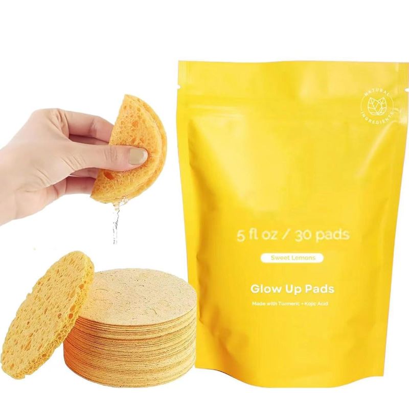 Photo 1 of 30Pcs Turmeric Kojic Acid Pads,Turmeric Kojic Acid Cleansing Pads,Turmeric Pads for Face, Facial Sponges for Cleansing, Yellow