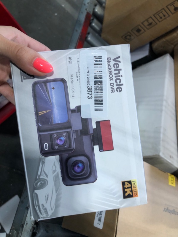 Photo 2 of 4K 3 Channel Dash Cam with 64GB Card, 4K+1080P+1440P Dash Cam Front and Rear Inside, Dash Camera for Cars with, Motion Detection, 24H Parking Mode, Loop Recording, Super Night Vision