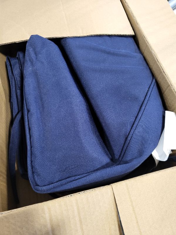 View 3 of Basic Beyond Outdoor Chair Cushions for Patio Furniture, Waterproof Outdoor Seat Cushions Set of 4 19 x 19, Patio Chair Cushions Set of 4 with Ties and Handle, Navy Blue