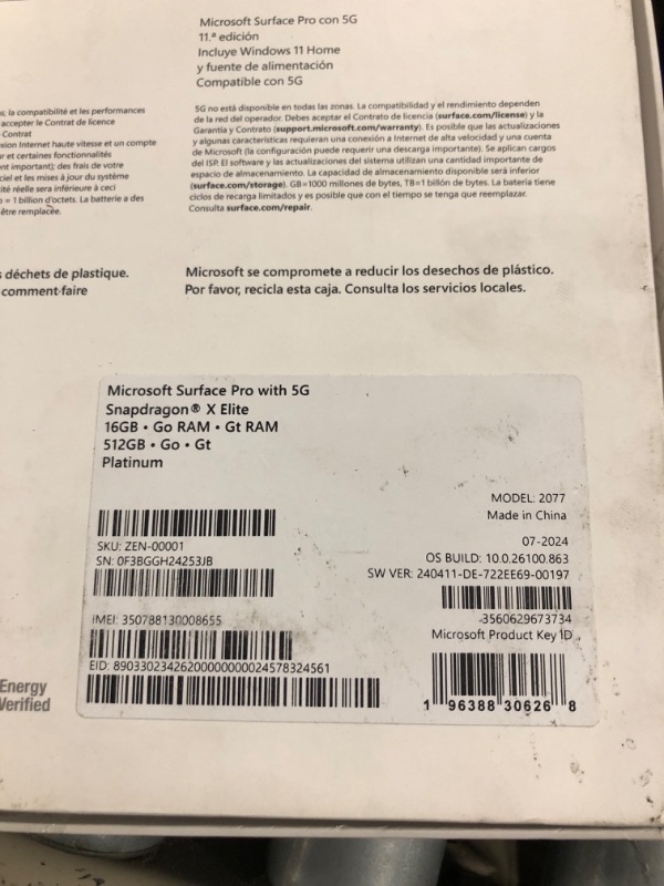 Photo 6 of ***AS IS / NO RETURNS -  FINAL SALE*** ***FOR PARTS***
***Stuck on screen shown*** ***Damage to charger, but still functional***
Microsoft Surface Pro 2-in-1 Laptop/Tablet (2024), Windows 11 Copilot+ PC, 13" Touchscreen OLED Display, Snapdragon X Elite (1