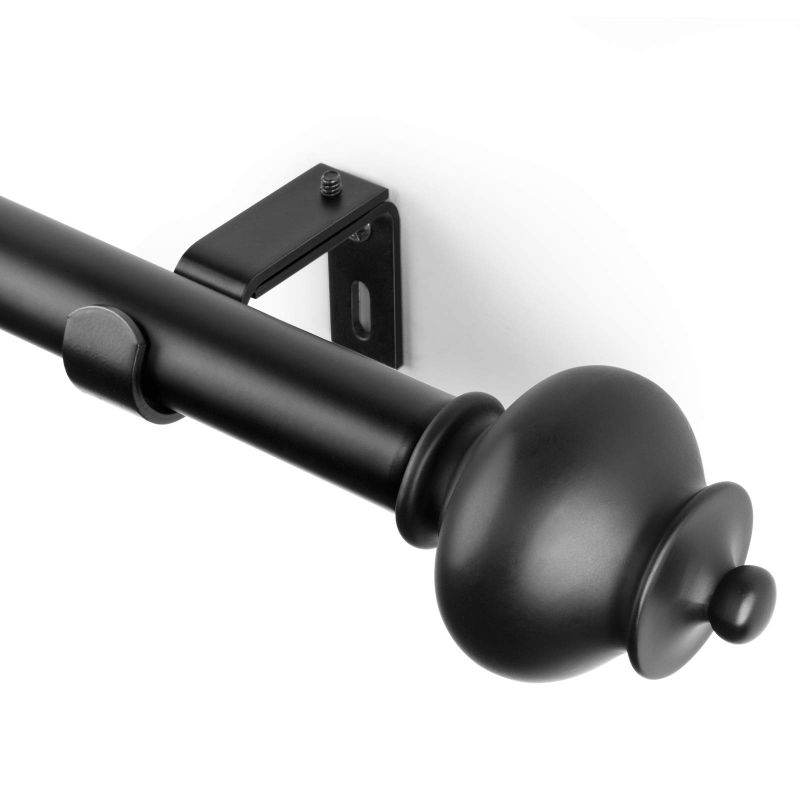 Photo 1 of ***product similar to the original photo*** SZXIMU Curtain Rod 1 Inch Single Drapery Rods for Windows with Gourd Finials, 36-72", Black