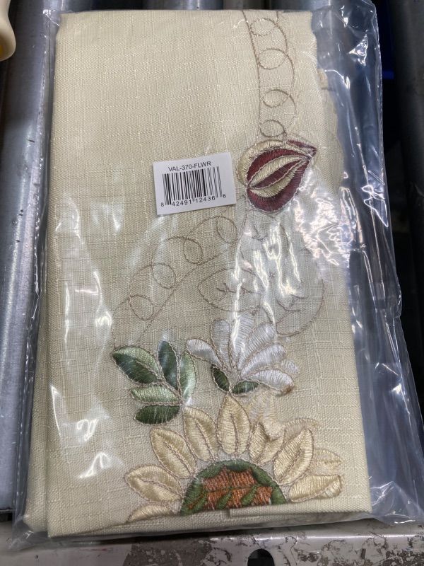 Photo 2 of ***3 count***Sweet Home Collection Sunflower Cream Embroidered Kitchen Curtains Swag Pair