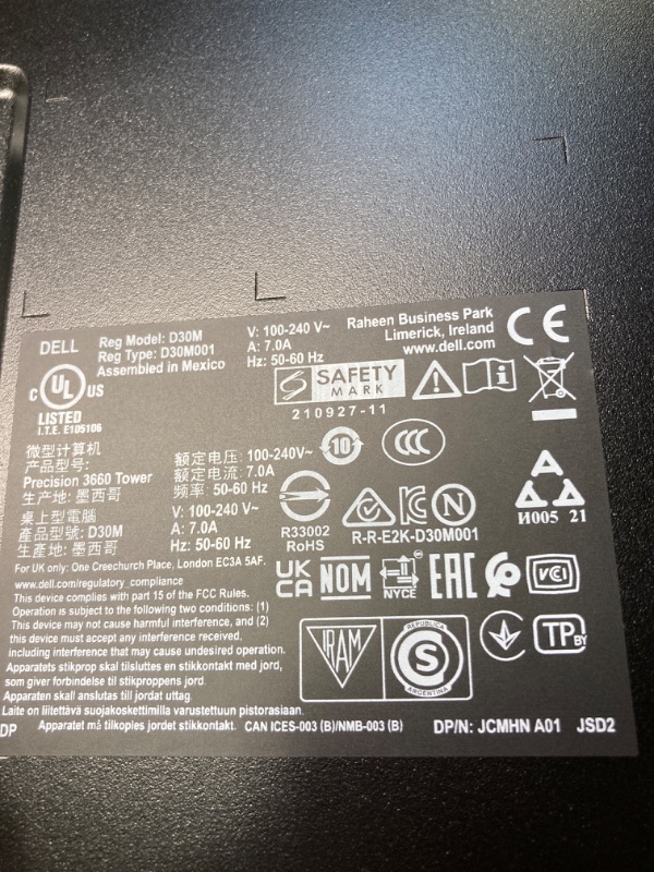 Photo 1 of Dell Precision 3660 Tower Computer, Intel i7-13700 16-Core, 64GB RAM, 2TB NVMe SSD, Nvidia Quadro T1000 8GB DDR6, Mini-Display Port, AC Wi-Fi, Bluetooth - Windows 11 Pro, Black Desktop