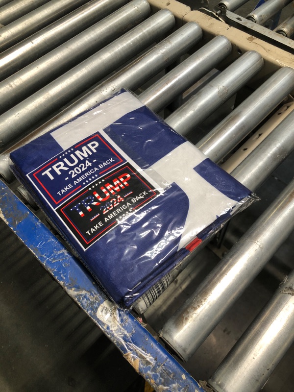 Photo 2 of ***PACK OF 10*** Oligei Trump 2024 Flag, 3 x 5 Feet Trump Flag Take American Back with 4 Pcs Trump 2024 Sticker, Polyester Fiber Trump Desantis 2024 Flag, 3 Ply Double Sided Trump 2024 Flag