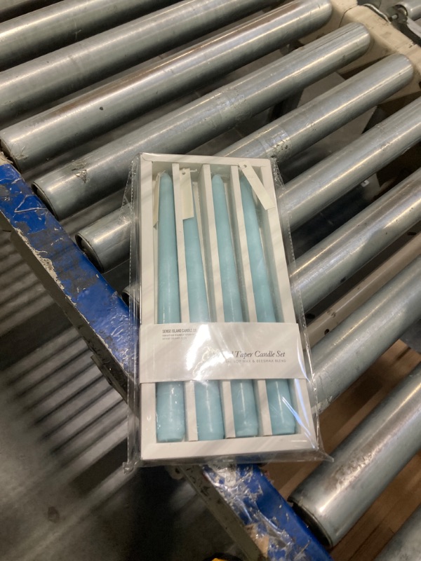 Photo 2 of Baby Blue Taper Candles 10'' Candle Sticks Set of 4 | Vanilla Scented Natural Soy Wax Candlesticks for Gender Reveal, Home Decor, 3/4'' Diameter Tapered Candles House Warming Gifts