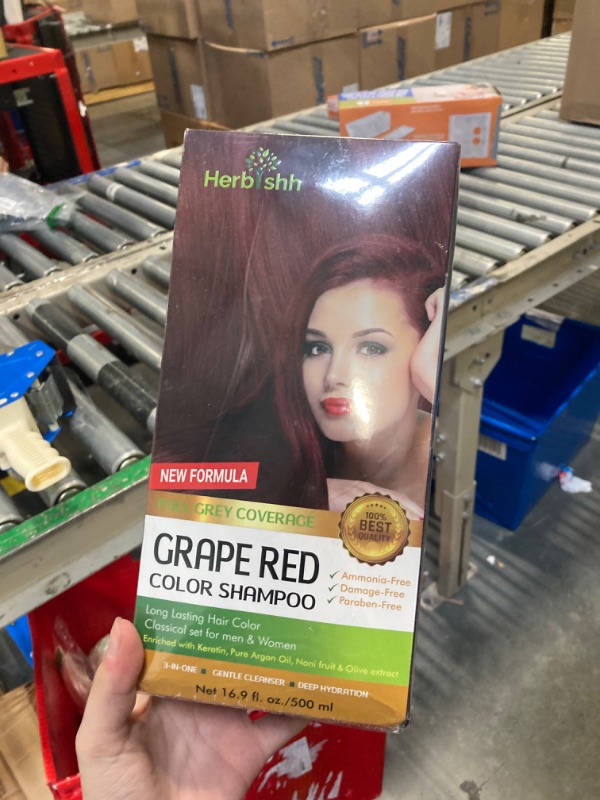 Photo 1 of ***FACTORY SEALED***
Herbishh Hair Color Shampoo (Grape Red) - Magic Hair Dye for Gray Hair - Ammonia-Free, 3-in-1 Shampoo Conditioner - Lasts 2-3 Weeks, 500 ml
