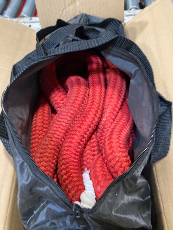 Photo 2 of ***COLOR IS RED**\
Perantlb Kinetic Recovery Rope 1" x 20ft (33000lbs),Tow Rope with Soft Shackle and Glove?Linetic Recovery Rope for 4WD Pick Up Truck, SUV, ATV, UTV