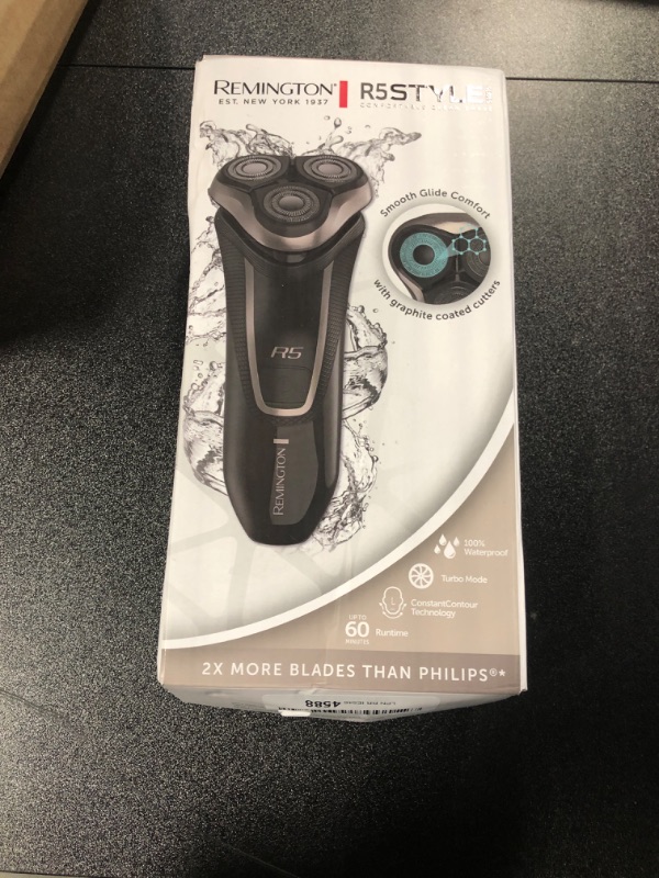 Photo 1 of Remington R5 Style Series Rotary Shaver for Men, Titanium Flexing Blades, Sensitive Skin Comfort, Waterproof Rechargeable Wet or Dry Electric Shaver with Pop Up Trimmer and Stubble Attachment