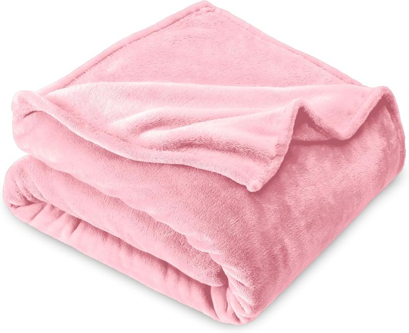 Photo 1 of  Blanket - King Blanket - Light Pink - Lightweight Blanket for Bed, Sofa, Couch, Movie Night, Camping, and Travel - Microplush - Ultra Soft Warm Blanket (King, Light Pink)