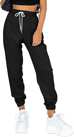 Photo 3 of  Women's Cinch Bottom Sweatpants Athletic Joggers Lounge Pants with Pockets/Black Jogger String***