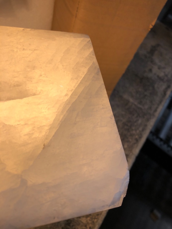 Photo 1 of **ONE CORNER IS CHIPPED*
Artsolute Natural Solid Stone Table Lamp with One-of-a-Kind Crystal Texture, Small Accent Lamp with 3 Colors Dimmable LED, Unique Lamp for Bedroom Living Room, Cuboid White