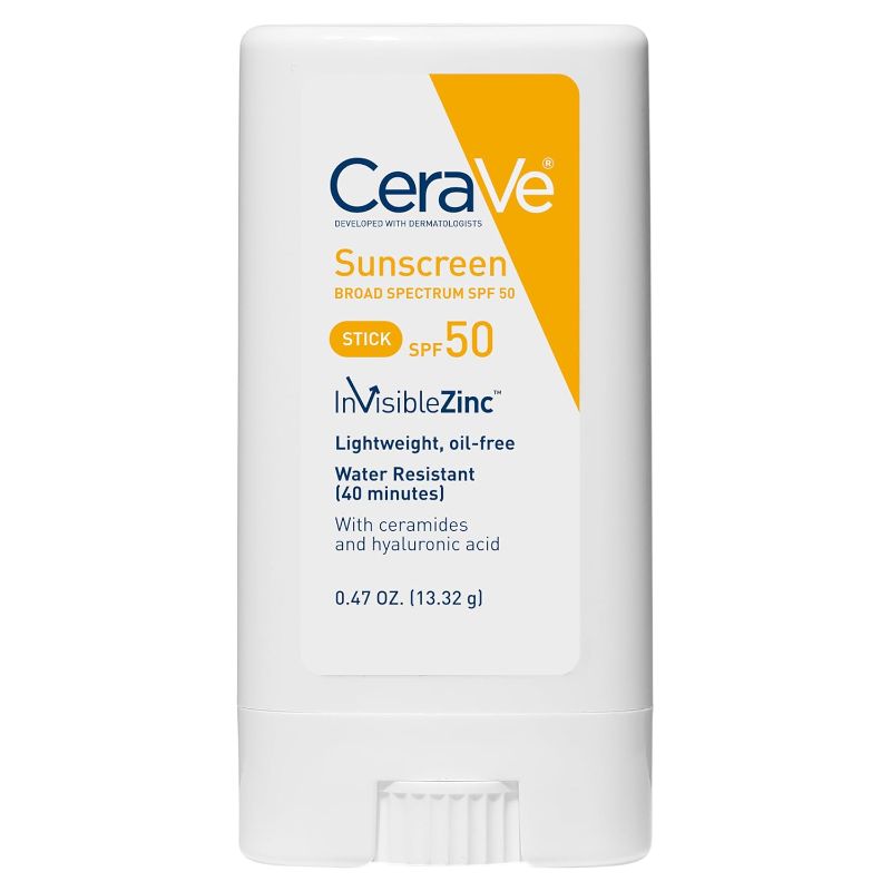 Photo 1 of 00CeraVe Mineral Sunscreen Stick SPF 50 | Broad Spectrum SPF + Hyaluronic Acid + Ceramides | Titanium Dioxide & Zinc Oxide Sunscreen | 100% Mineral Face Sunscreen Stick | Fragrance Free & Oil Free
