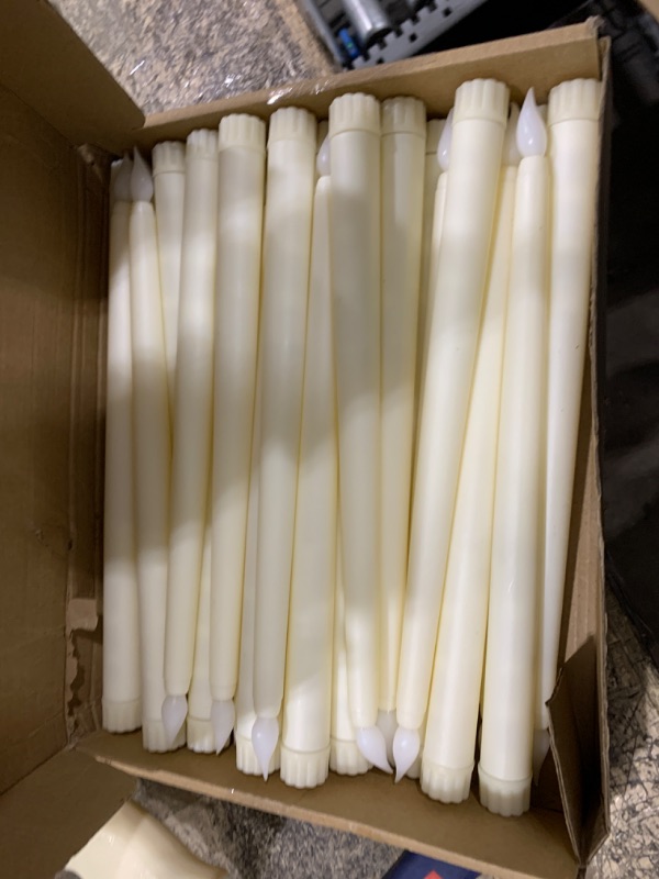 Photo 2 of 36 Pieces Flameless Taper Candles 11 Inch Flickering Candle Lights Faux LED Candles Battery Operated Candles Electric Fake Candles for Christmas Halloween Birthday Wedding Party Supplies (Ivory)