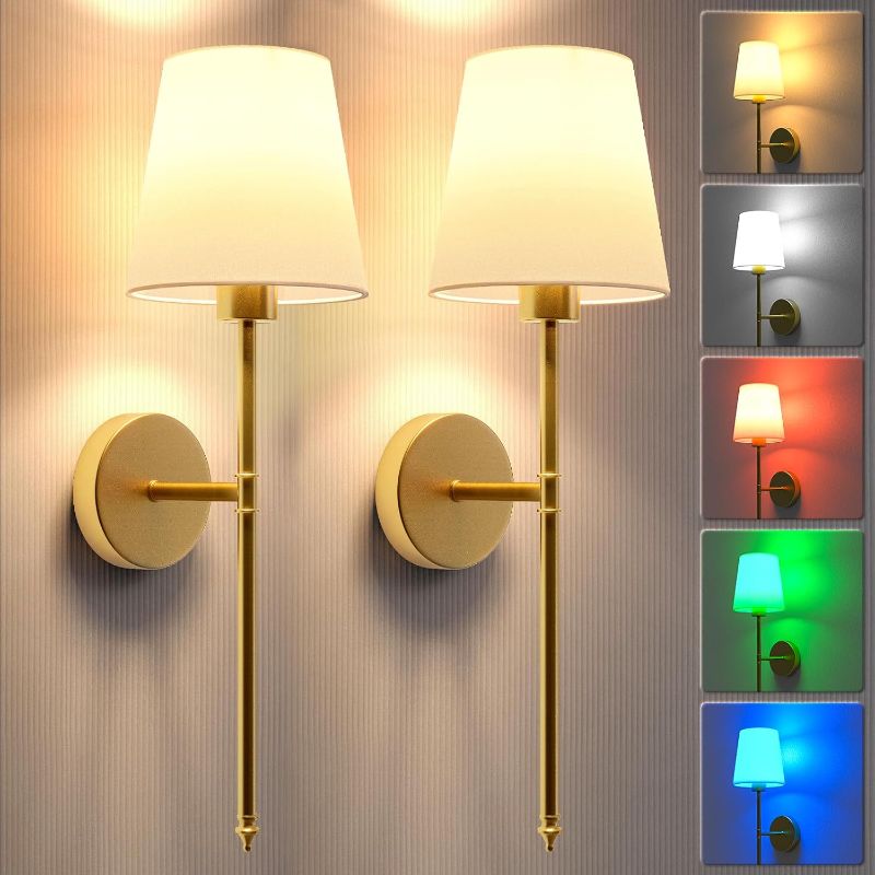 Photo 1 of (PARTS) Wall Lights Battery Operated Wall Sconces Set of 2,Gold Wireless Wall Sconces with Remote,9 Colors Modes Rechargeable Wall lamp for Bedroom Living Room