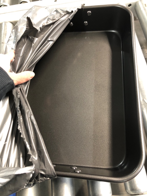 Photo 2 of (MISSING RACK) Roasting Pan with Rack and Handles - 15 Inch Carbon Steel Roaster Pan for Oven - Large Roaster Pot for Turkey Chicken Meat & Vegetables, Dishwasher Safe, Heavy Duty, Black