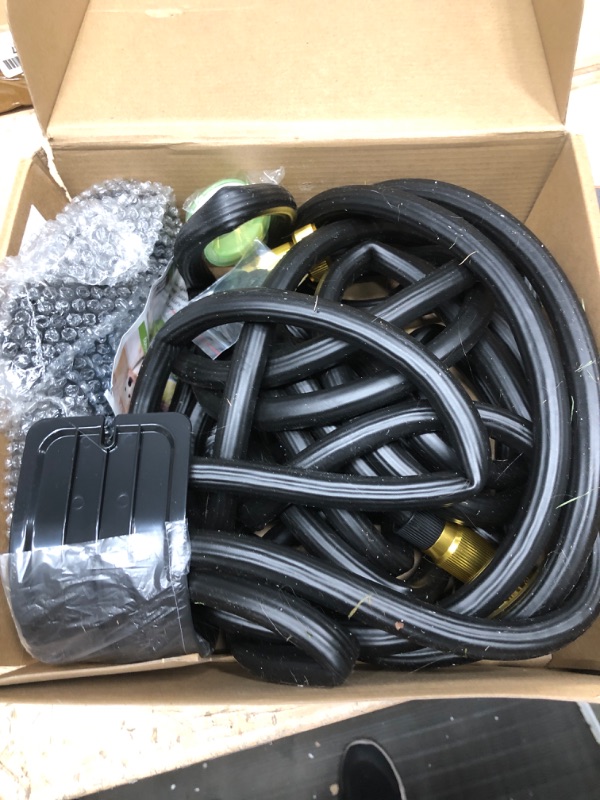 Photo 2 of 50 ft Expandable Garden Hose with Holder, 2024 Lightweight Water Hose with 10-Function Spray Nozzle, Leak-Proof Multi-Layer Water Hose with 3/4" Solid Brass Connectors Fittings (black, 50 FT)