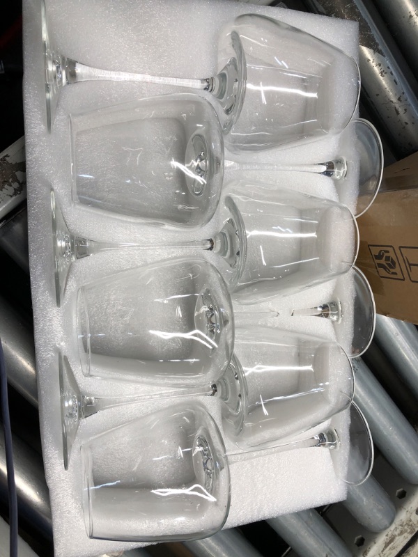 Photo 3 of ***NON-REFUNDABLE**
*minor damge*Red Wine Glasses Set of 6, 19.5 oz Durable Wine Glasses, Large Long Stem Wine Glasses with Unique Concave Bowl Base for Wine Tasting, Holiday and Home - Clear Glass