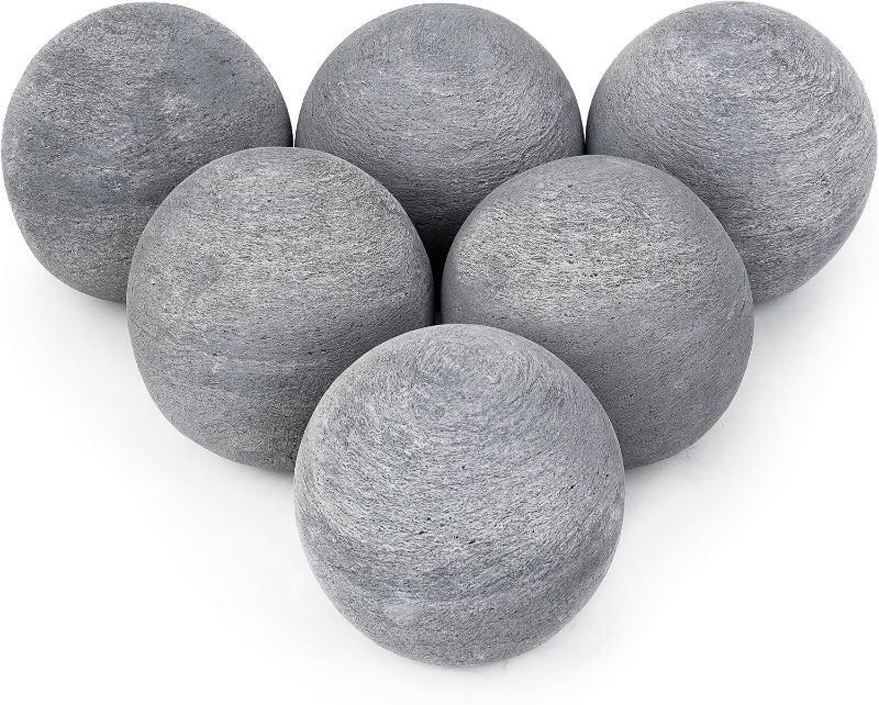 Photo 1 of (read full post)  Skyflame Ceramic Fire Balls, Set of 6 Round Fire Stones Set for Indoor and Outdoor Fire Pits or Fireplaces Accessory, 5 Inch, Gray