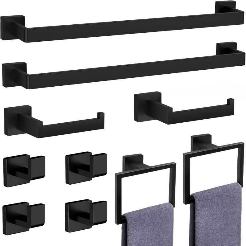 Photo 1 of 10-Pieces Matte Black Bathroom Accessories Set, Stainless Steel Bathroom Hardware Set, Towel Racks for Bathroom Wall Mounted 24 Inch Bath Towel Bar Set.
Visit the PAHSFS Store