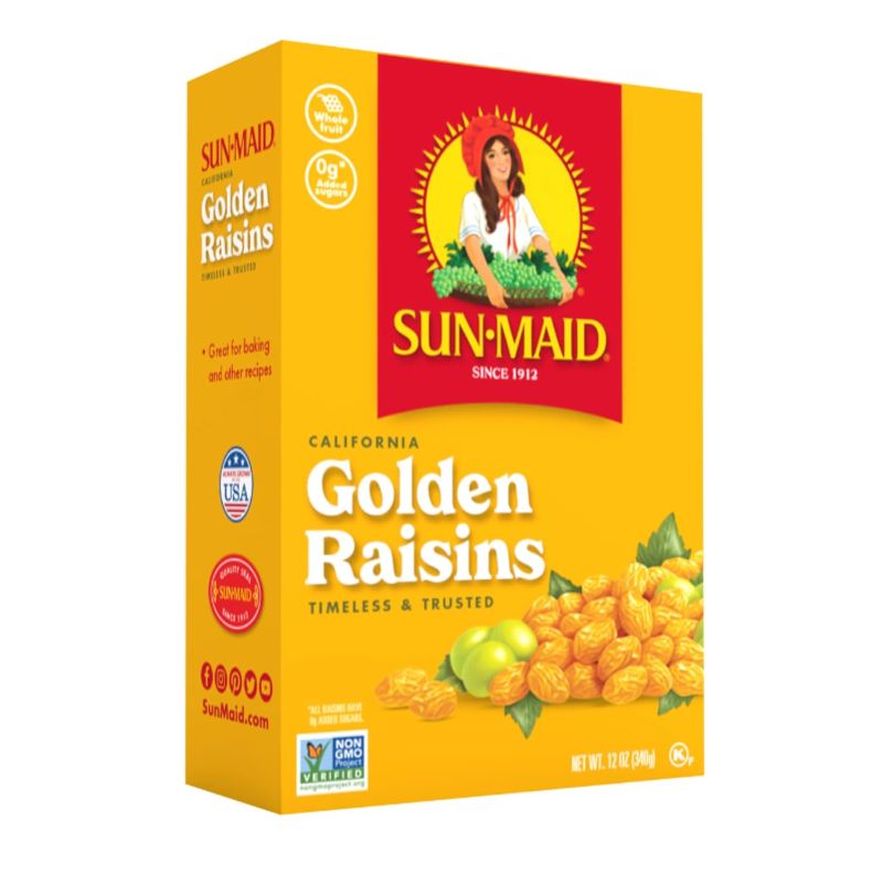 Photo 1 of *7/10/2025* Sun-Maid California Golden Raisins - 12 oz Sharing-Size Box - Dried Fruit Snack for Lunches, Snacks, and Natural Sweeteners
