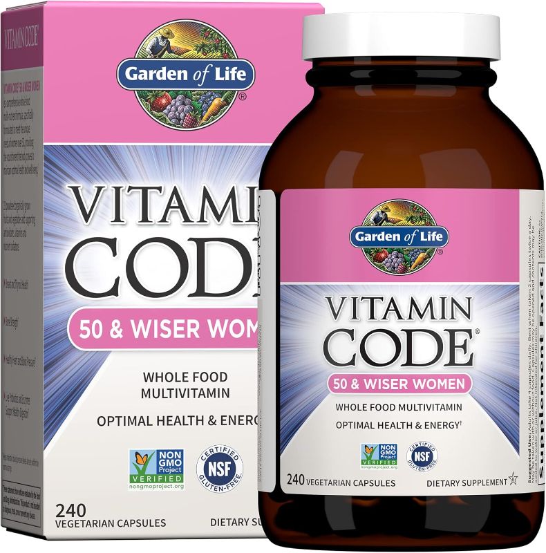 Photo 1 of *4/2025* Garden of Life Multivitamin for Women 50 & Over, Vitamin Code Women 50 & Wiser Multi - 240 Capsules with Vitamins A, B, C, D3, E & K, CoQ10, Probiotics & Enzymes
