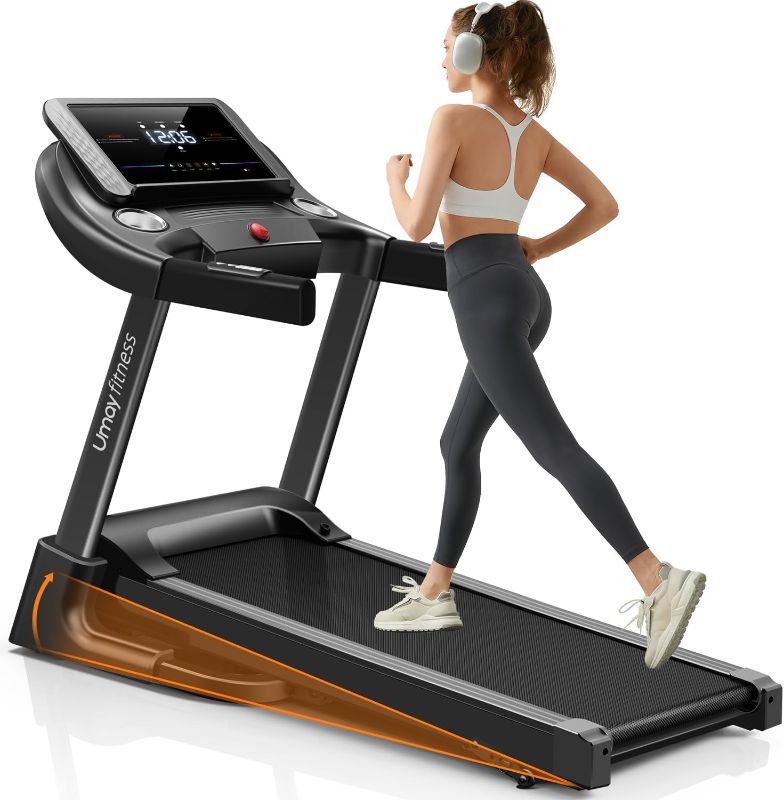 Photo 1 of **Leaked Lubricant** 
UMAY Fitness Home Auto Folding 3 Level Incline Treadmill with Pulse Sensors, 3.0 HP Quiet Brushless, 8.7 MPH, 300 lbs Capacity